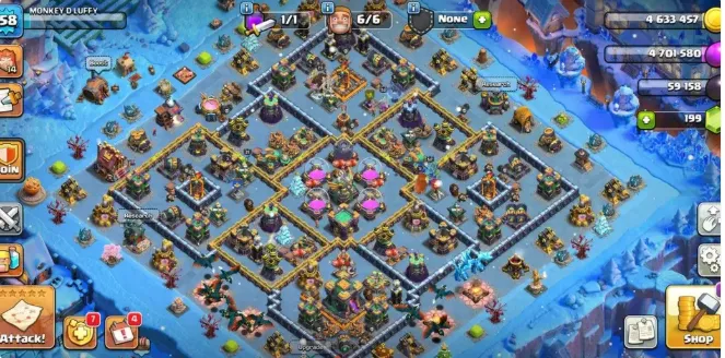 COC290 TH14 Semi-Max Heroes 52/52/35/23/21 Pets L3/5/5/5/0 Builders 6 BH10 Gems 199 XP 158 Siege Machines Clan Capital